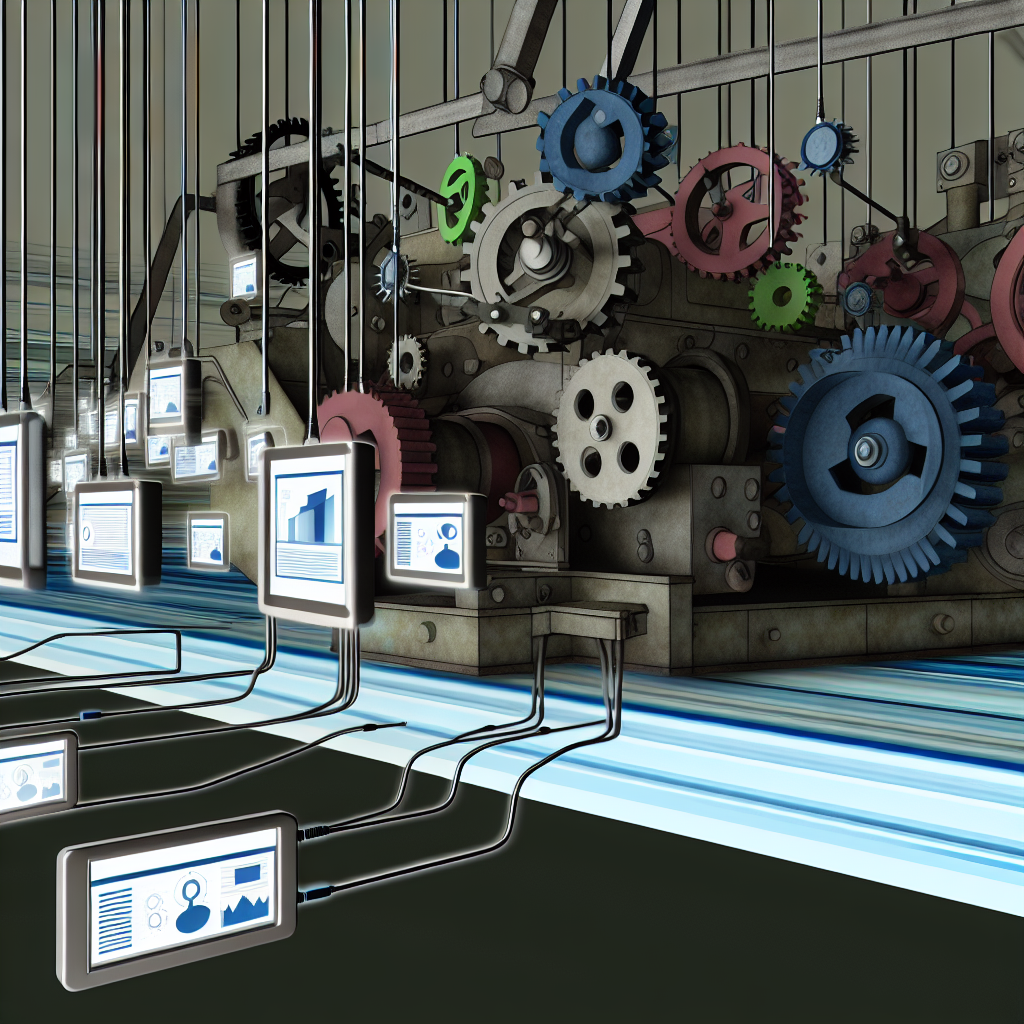 Ilustração de máquinas industriais conectadas a si